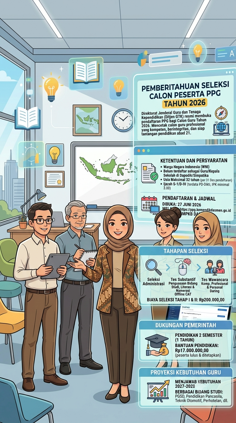 Kemendikdasmen Buka Seleksi PPG Calon Guru Tahun 2026, Siapkan Tenaga Pendidik Profesional Masa Depan